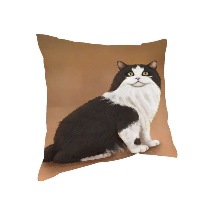 Cymric Black And White Cat Throw Pillow