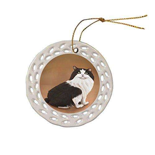 Cymric Cat Christmas Doily Ceramic Ornament