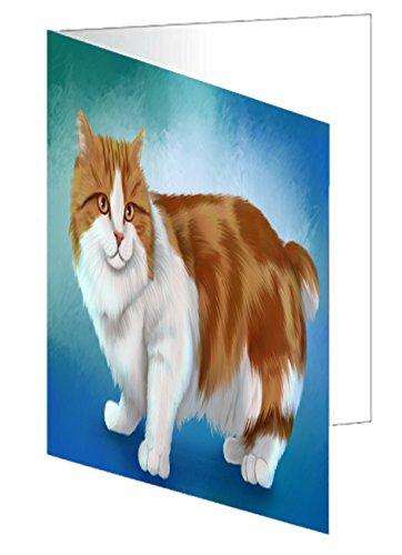 Cymric Orange And White Cat Handmade Artwork Assorted Pets Greeting Cards and Note Cards with Envelopes for All Occasions and Holiday Seasons