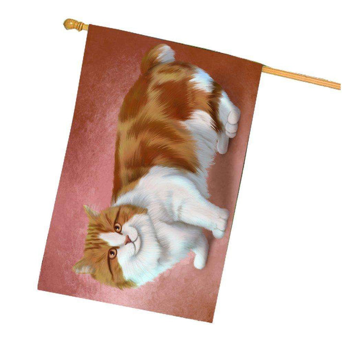 Cymric Orange And White Cat House Flag