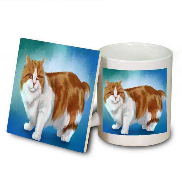 Cymric Orange And White Cat Mug and Coaster Set