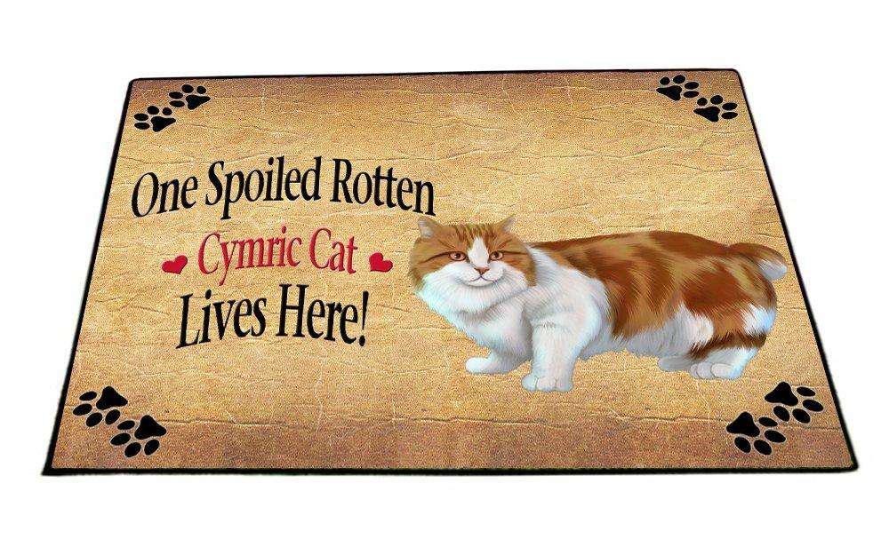 Cymric Orange And White Spoiled Rotten Cat Indoor/Outdoor Floormat