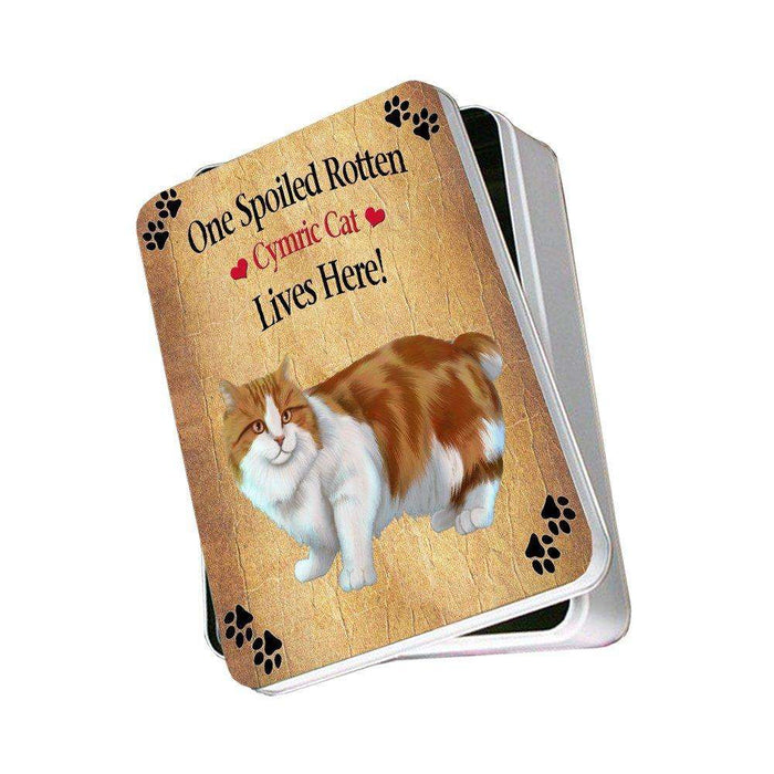 Cymric Orange And White Spoiled Rotten Cat Photo Storage Tin