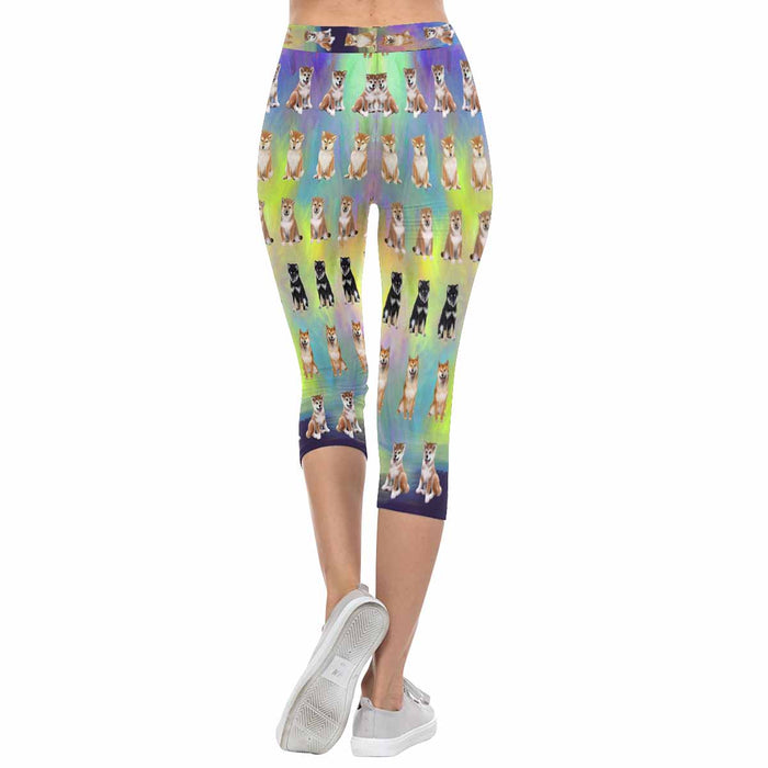 Shiba Inu Dogs  All-Over Low Rise Capri Leggings (Model L08)