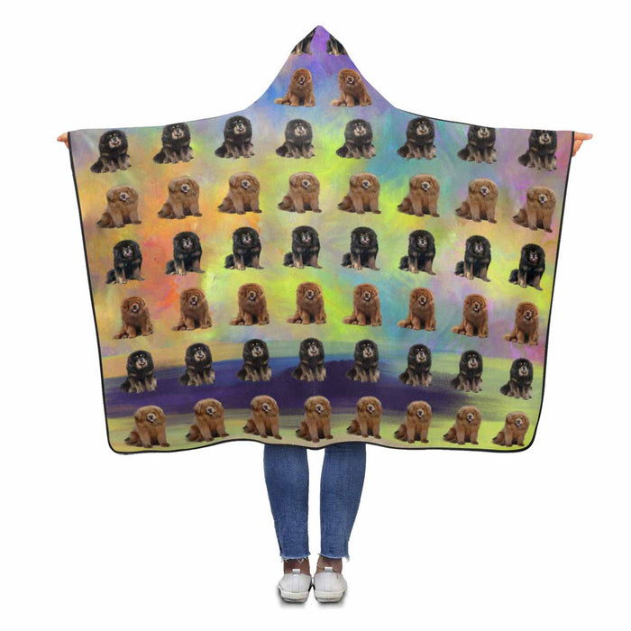 Tibetan Mastiff Dogs  Hooded Blanket 80"x56"