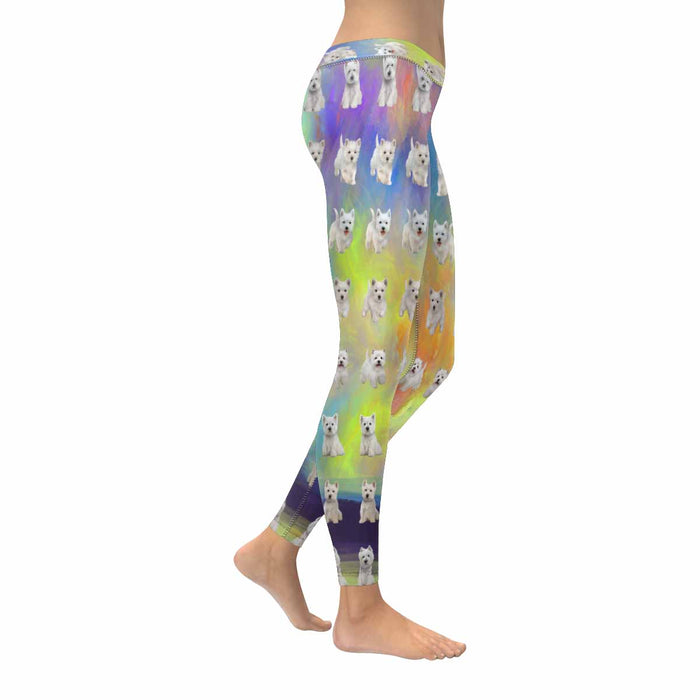 West Highland White Terrier Dogs  All-Over Low Rise Leggings (Model L07) (Outside Serging)