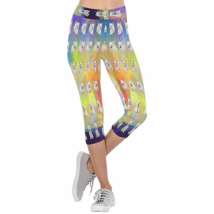 West Highland White Terrier Dogs  All-Over Low Rise Capri Leggings (Model L08)