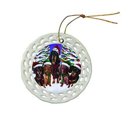 Dachshund Dog Christmas Doily Ceramic Ornament