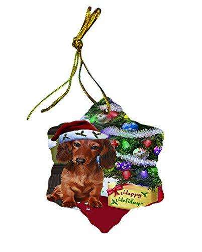 Dachshund Dog Christmas Snowflake Ceramic Ornament