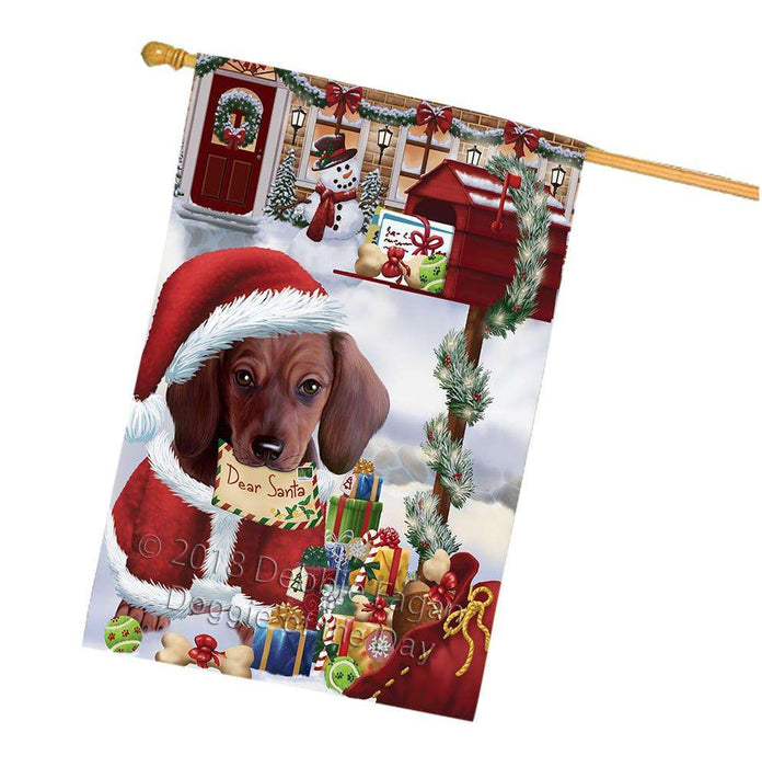 Dachshund Dog Dear Santa Letter Christmas Holiday Mailbox House Flag FLG54095