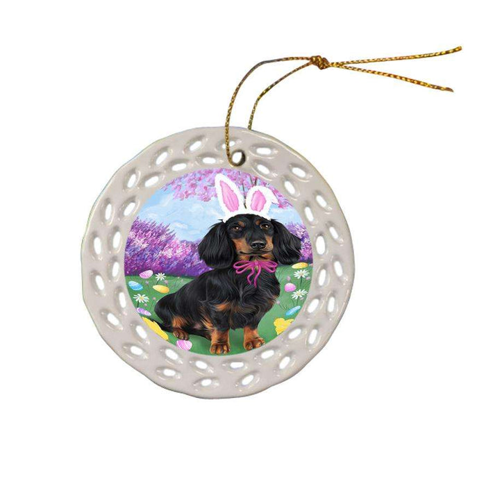 Dachshund Dog Easter Holiday Ceramic Doily Ornament DPOR49119