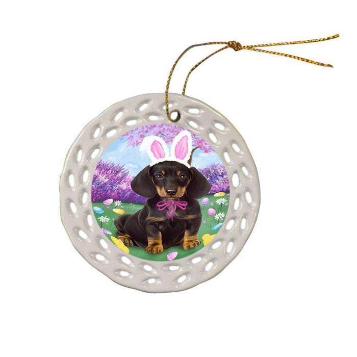 Dachshund Dog Easter Holiday Ceramic Doily Ornament DPOR49120