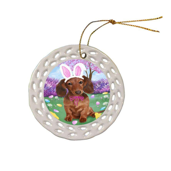 Dachshund Dog Easter Holiday Ceramic Doily Ornament DPOR49121
