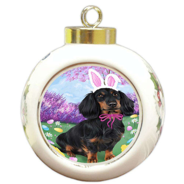 Dachshund Dog Easter Holiday Round Ball Christmas Ornament RBPOR49119