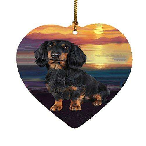 Dachshund Dog Heart Christmas Ornament