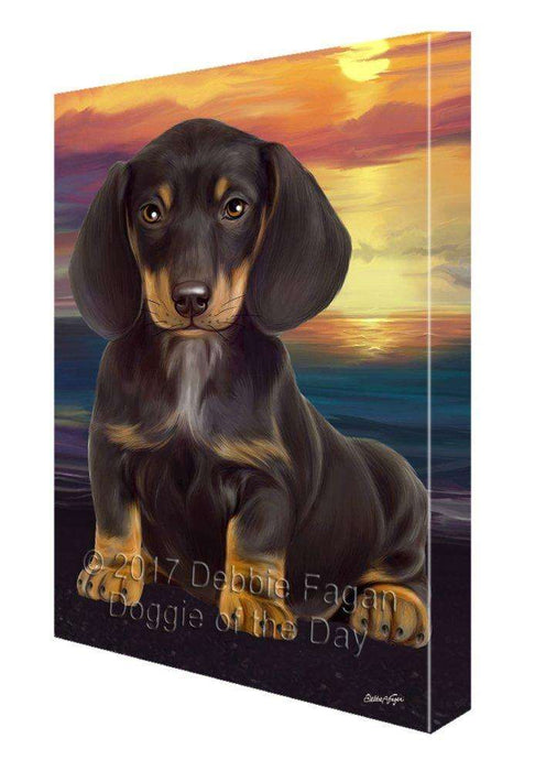 Dachshund Dog Painting Printed on Canvas Wall Art Signed