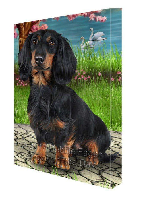 Dachshund Dog Painting Printed on Canvas Wall Art Signed