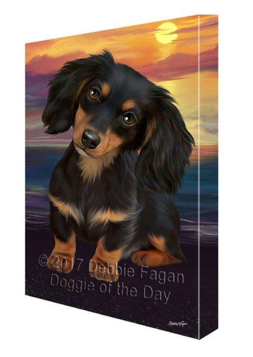 Dachshund Dog Painting Printed on Canvas Wall Art Signed