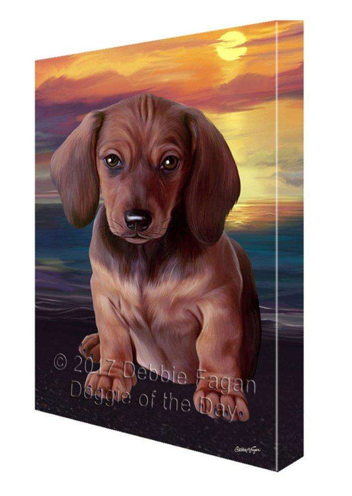 Dachshund Dog Painting Printed on Canvas Wall Art Signed