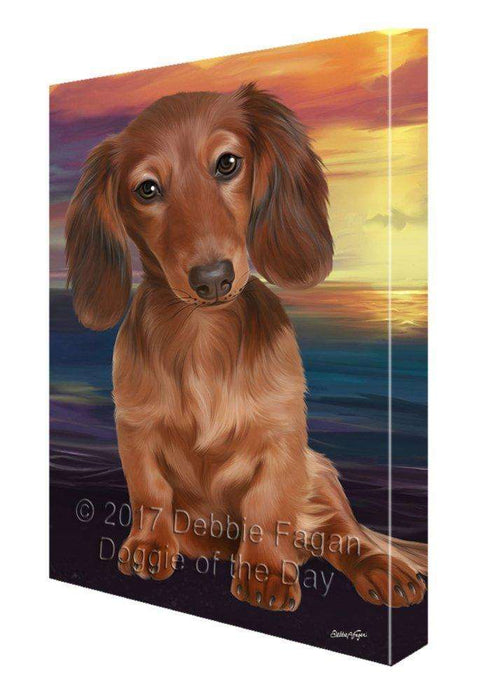 Dachshund Dog Painting Printed on Canvas Wall Art Signed