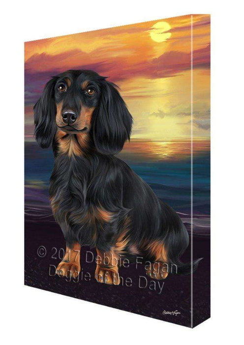 Dachshund Dog Painting Printed on Canvas Wall Art Signed