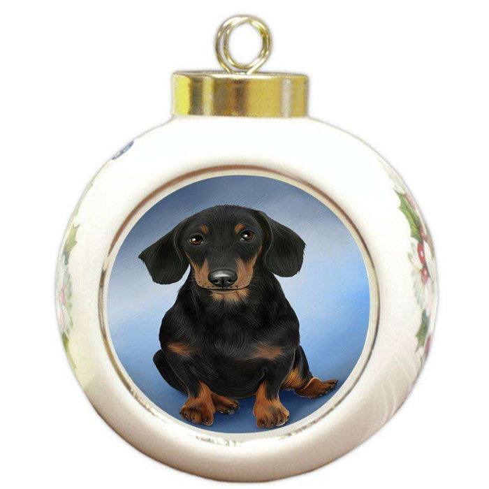 Dachshund Dog Round Ball Christmas Ornament RBPOR48300