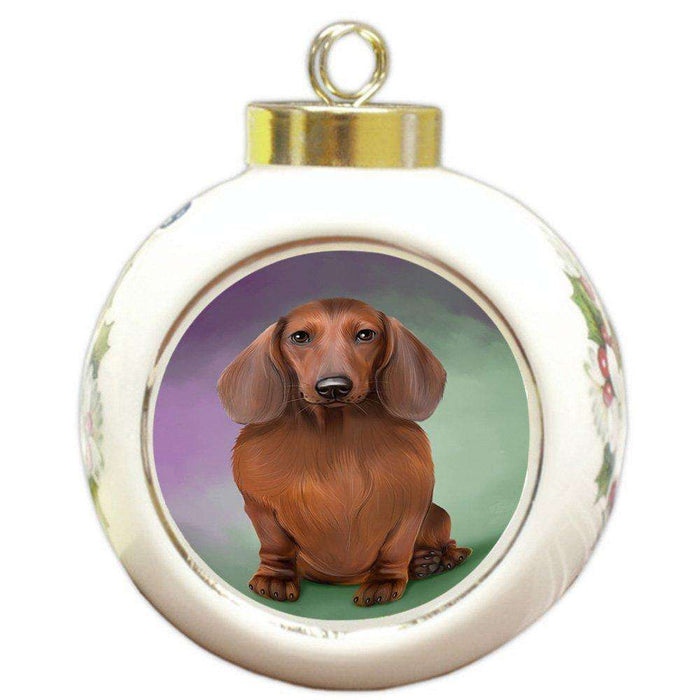 Dachshund Dog Round Ball Christmas Ornament RBPOR48301