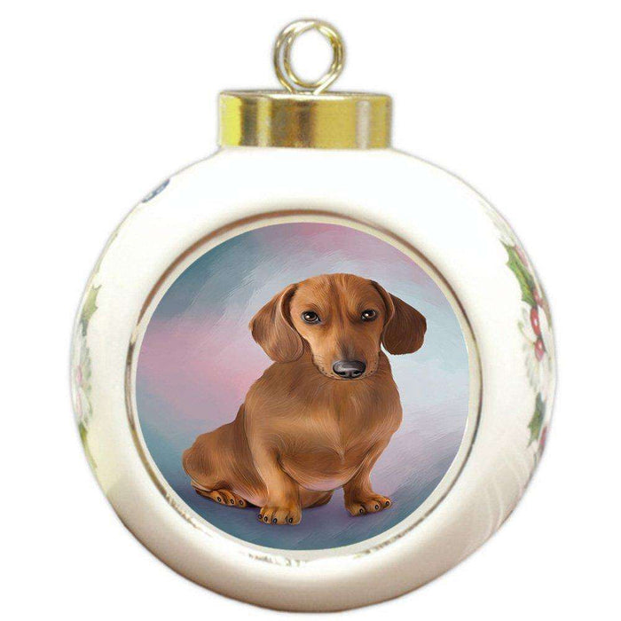 Dachshund Dog Round Ball Christmas Ornament RBPOR48302