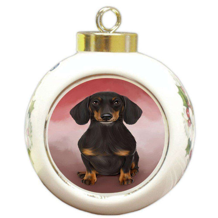 Dachshund Dog Round Ball Christmas Ornament RBPOR48303