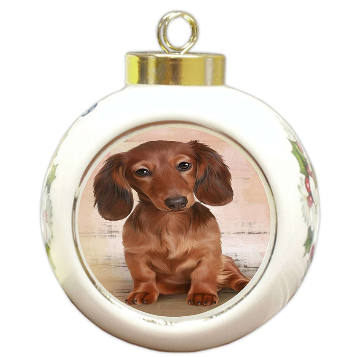 Dachshund Dog Round Ball Christmas Ornament
