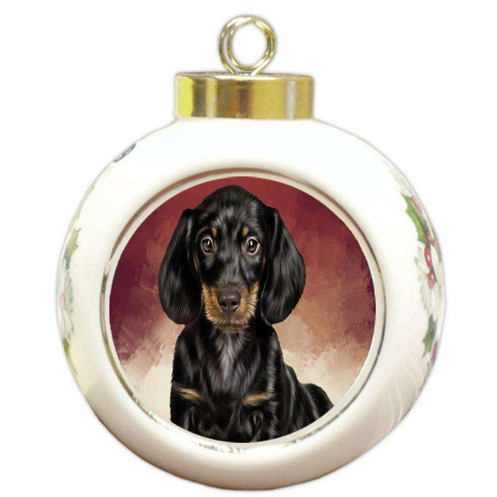 Dachshund Dog Round Ball Christmas Ornament