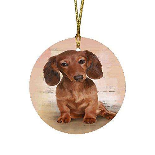 Dachshund Dog Round Christmas Ornament