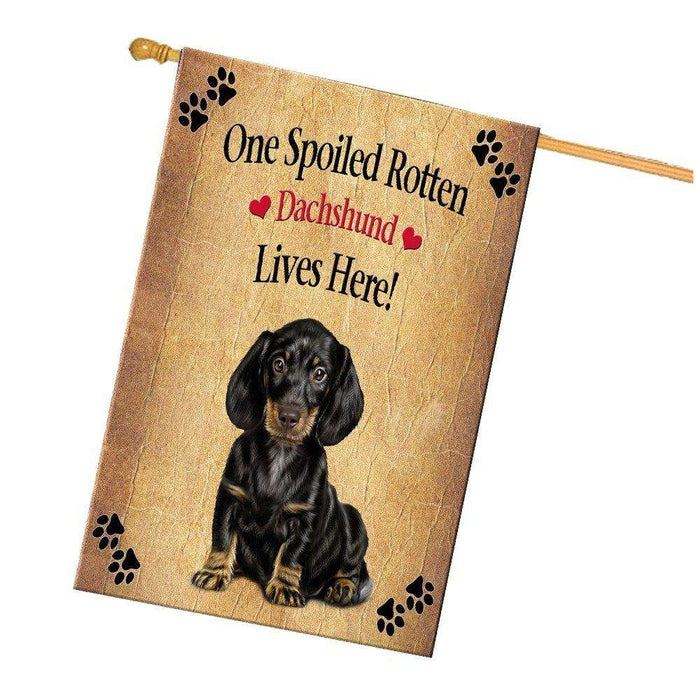 Dachshund Spoiled Rotten Dog House Flag