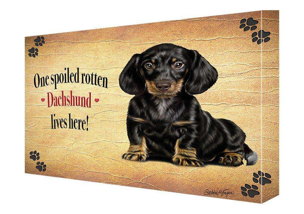 Dachshund Spoiled Rotten Dog Painting Printed on Canvas Wall Art Signed