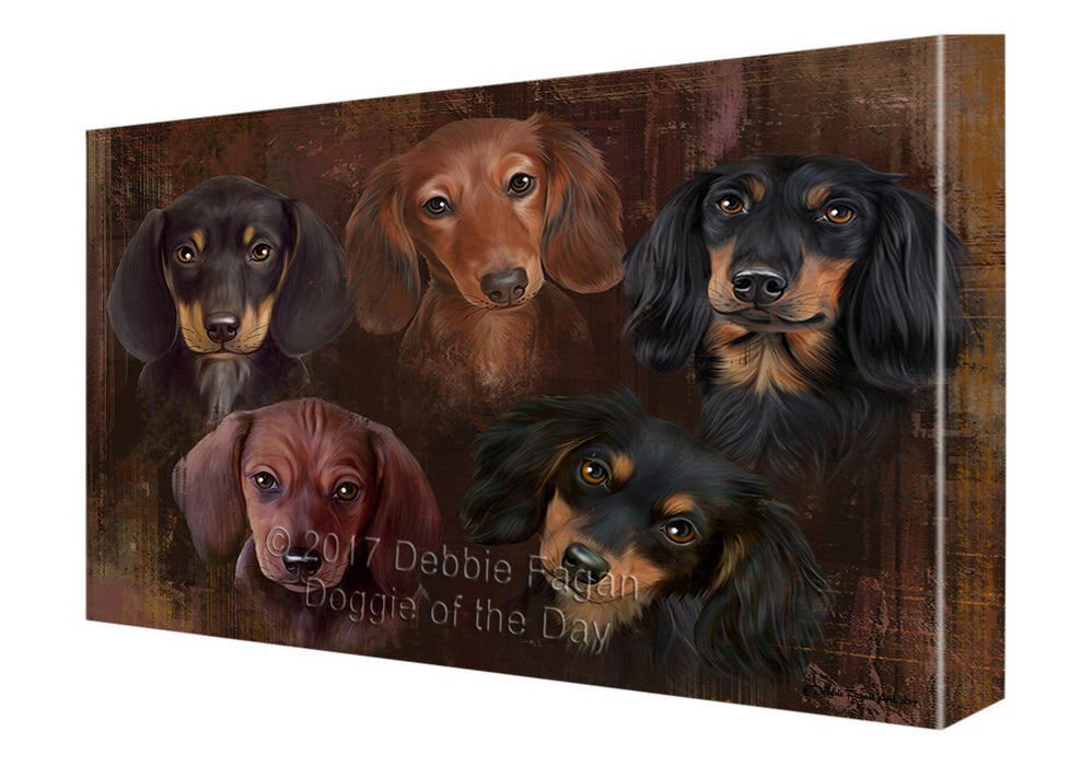 Rustic 5 Dachshunds Dog Canvas Wall Art CVSA50079