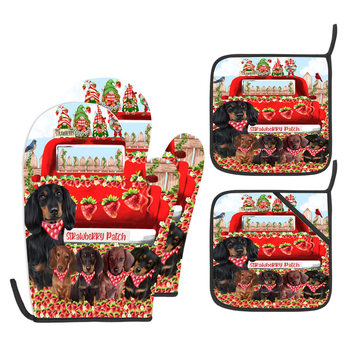 Dachshund Oven Mitts and Pot Holder Set, Kitchen Gloves for Cooking with Potholders, Explore a Variety of Custom Designs, Personalized, Pet & Dog Gifts