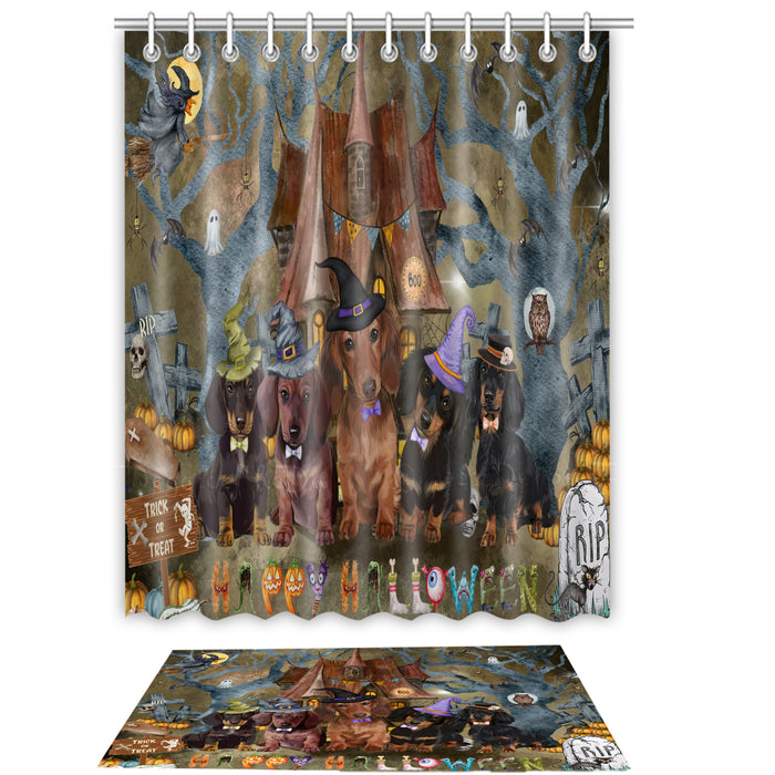 Dachshund Shower Curtain with Bath Mat Combo: Curtains with hooks and Rug Set Bathroom Decor, Custom, Explore a Variety of Designs, Personalized, Pet Gift for Dog Lovers