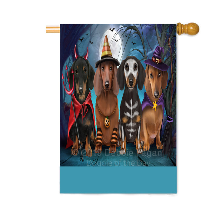 Personalized Happy Halloween Trick or Treat Dachshund Dogs Custom House Flag FLG64042