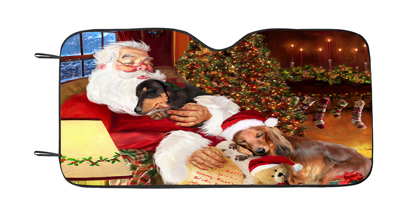 Santa Sleeping with Dachshund Dogs Car Sun Shade