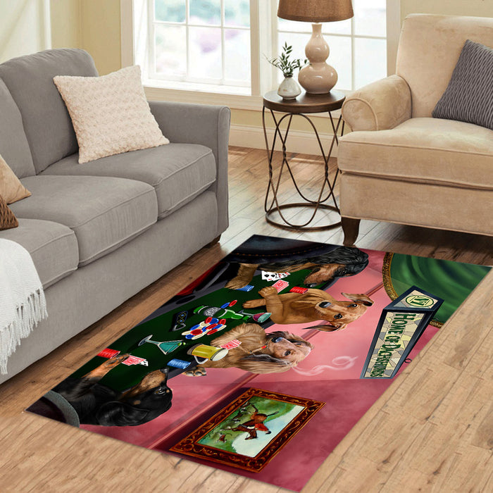 Home of  Dachshund Dogs Playing Poker Area Rug