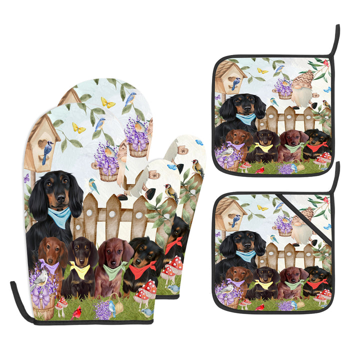 Dachshund Oven Mitts and Pot Holder Set: Explore a Variety of Designs, Personalized, Potholders with Kitchen Gloves for Cooking, Custom, Halloween Gifts for Dog Mom