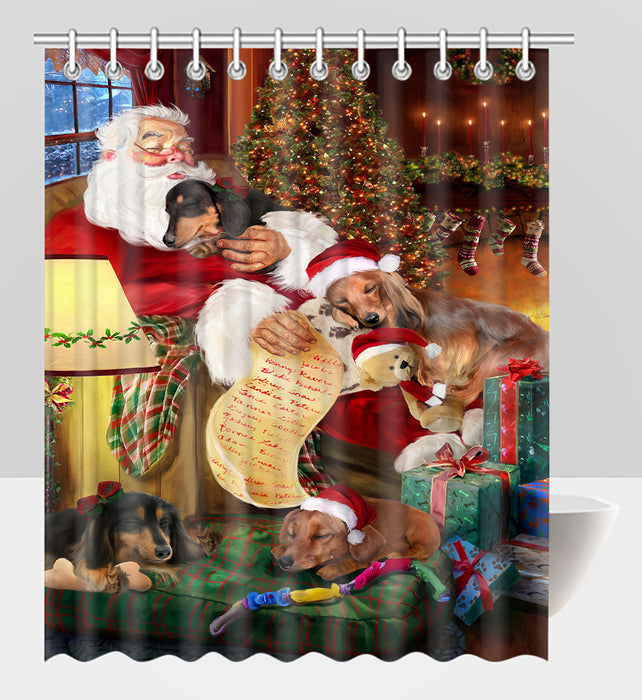 Santa Sleeping with Dachshund Dogs Shower Curtain