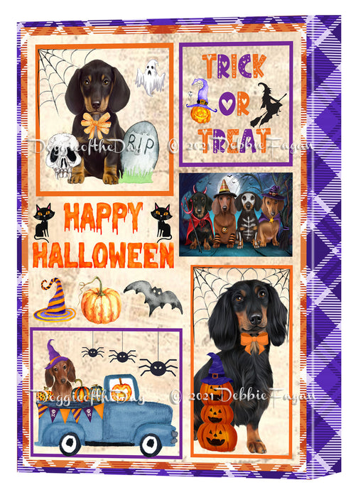 Happy Halloween Trick or Treat Dachshund Dogs Canvas Wall Art Decor - Premium Quality Canvas Wall Art for Living Room Bedroom Home Office Decor Ready to Hang CVS150461