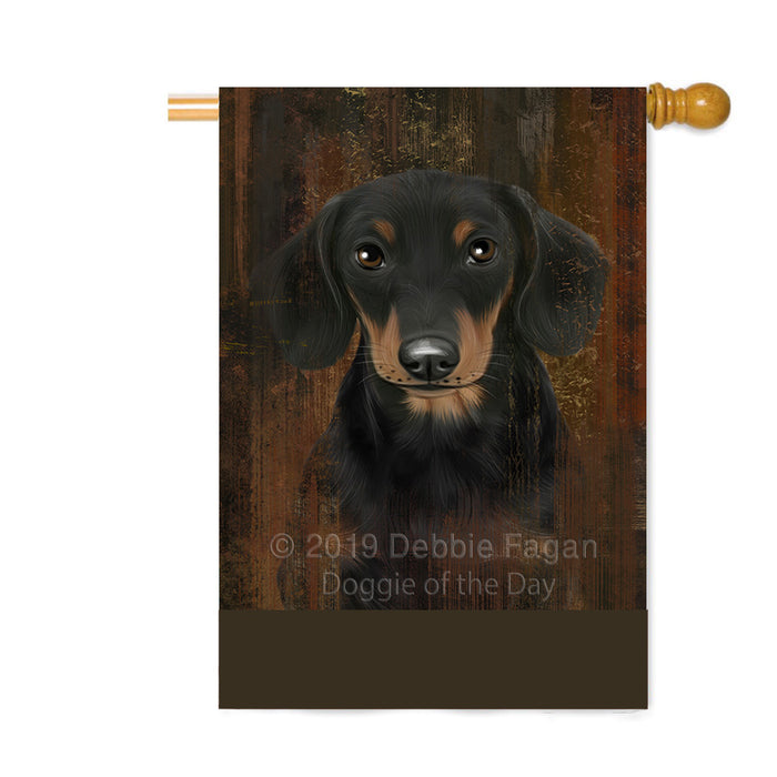 Personalized Rustic Dachshund Dog Custom House Flag FLG64585