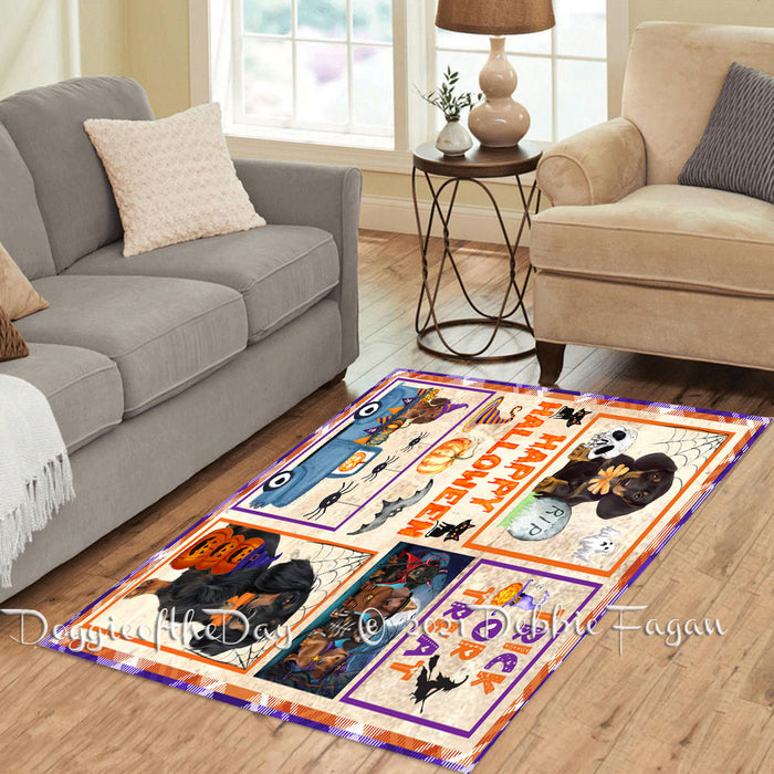 Happy Halloween Trick or Treat Dachshund Dogs Polyester Living Room Carpet Area Rug ARUG65620