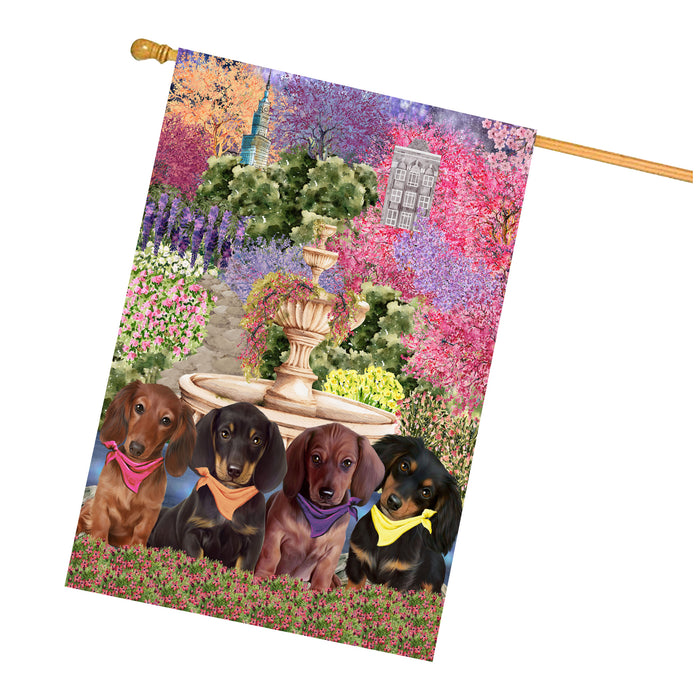 Dachshund Dogs House Flag: Explore a Variety of Designs, Weather Resistant, Double-Sided, Custom, Personalized, Home Outdoor Yard Decor for Dog and Pet Lovers