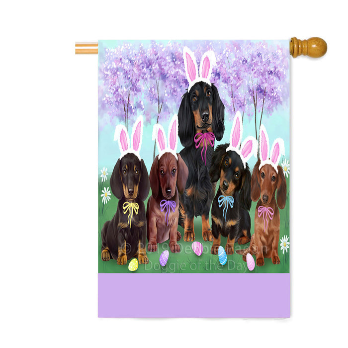 Personalized Easter Holiday Dachshund Dogs Custom House Flag FLG-DOTD-A58906