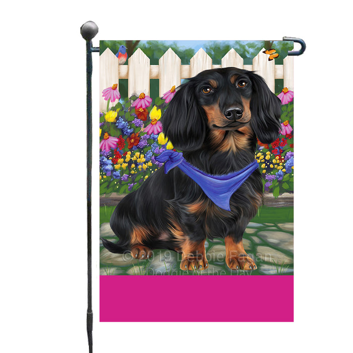 Personalized Spring Floral Dachshund Dog Custom Garden Flags GFLG-DOTD-A62845