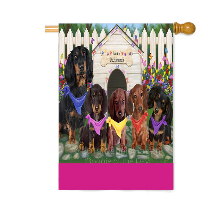 Personalized Spring Dog House Dachshund Dogs Custom House Flag FLG-DOTD-A62902