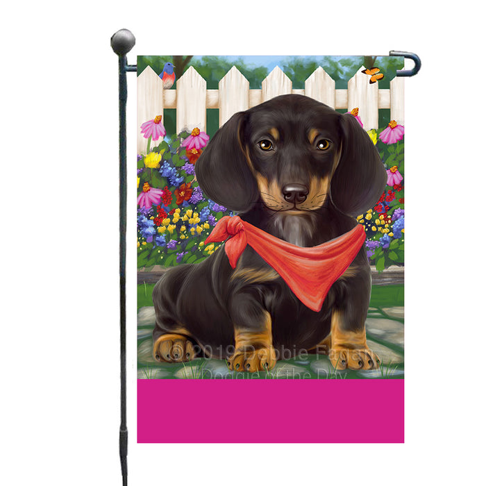 Personalized Spring Floral Dachshund Dog Custom Garden Flags GFLG-DOTD-A62847